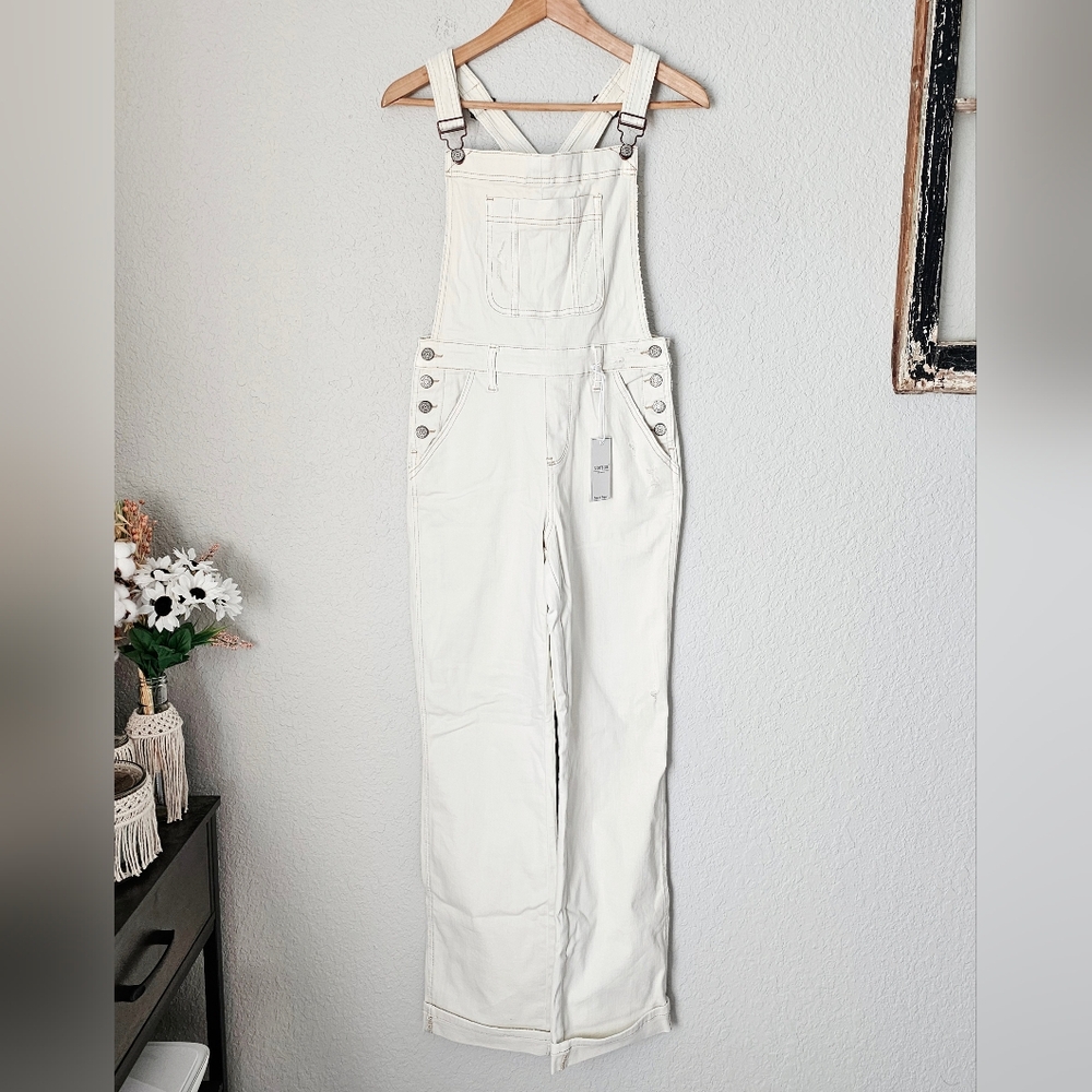 Judy Blue Garment Dyed Straight Leg Cuffed Hem Overalls Jumper Size Small New - Picture 3 of 14